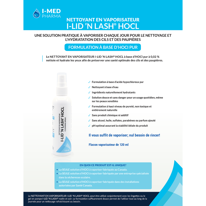 Nettoyant en vaporisateur I-LID ’N LASH® HOCL